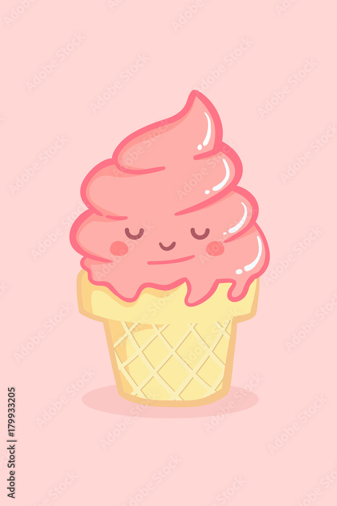 Cute Twist Swirl Ice Cream Cone Strawberry Vector Illustration Cartoon Cute Twist Swirl Ice Cream Cone Strawberry Vector Illustration Cartoon