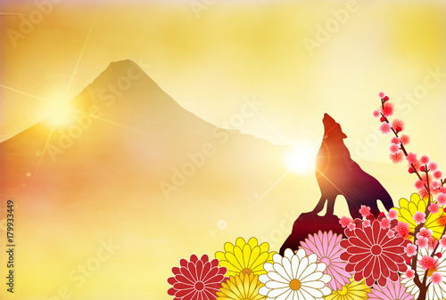 戌　富士山　年賀状　背景