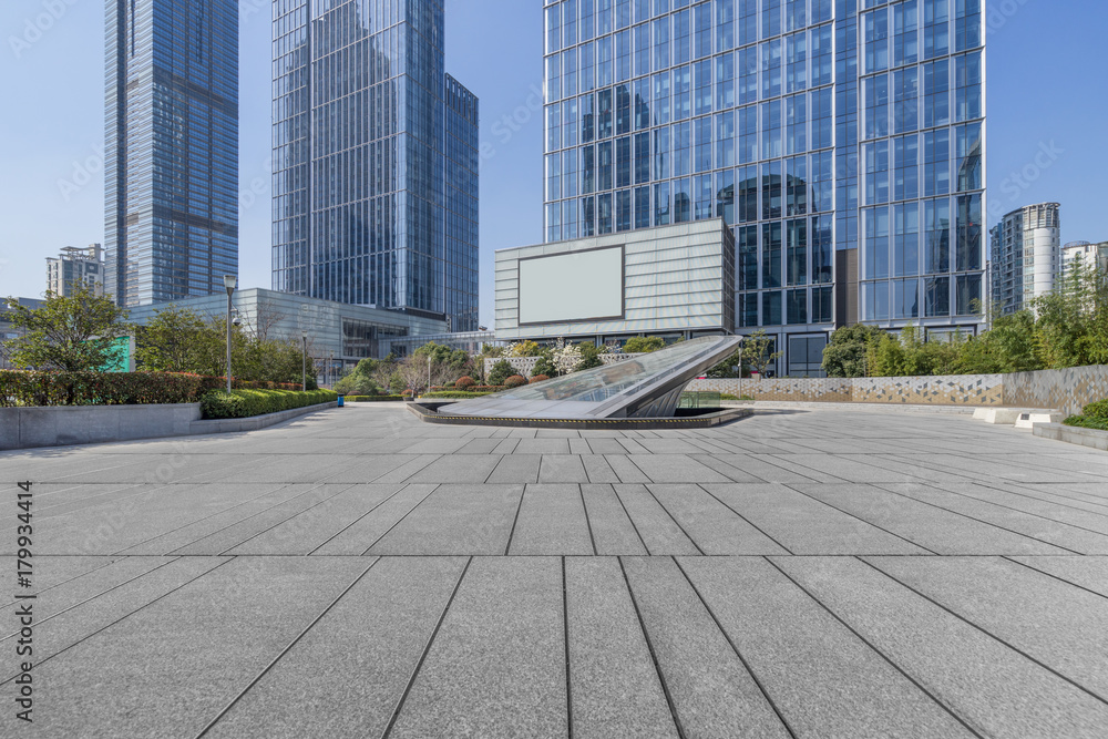 modern building and empty pavement, china.. modern building and empty pavement, china..