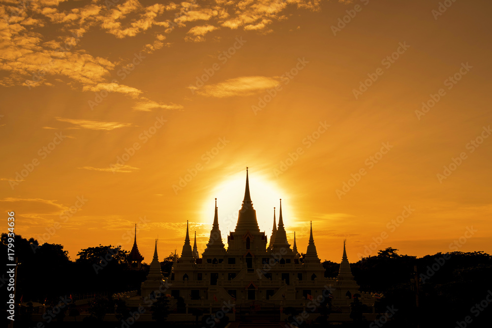 Pagoda with sunset