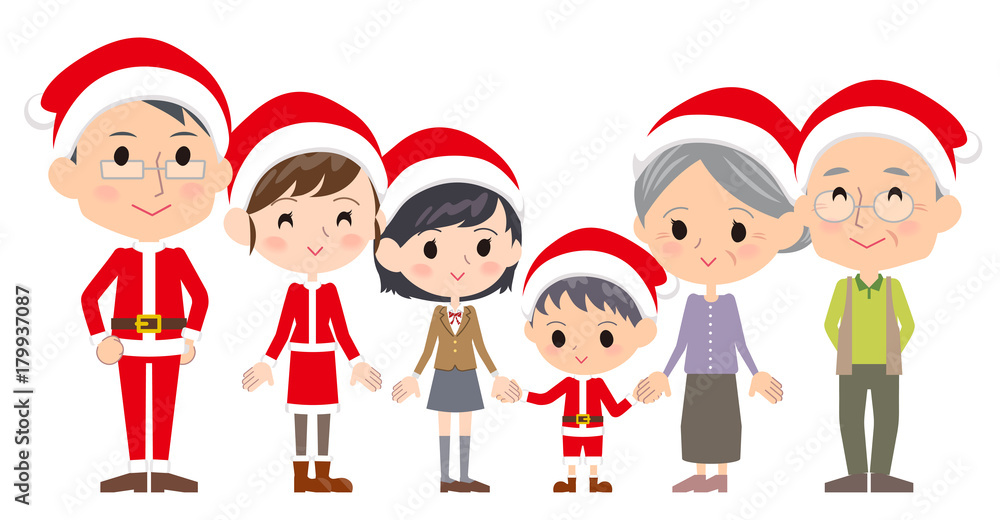 family three generations Christmas_Side by side family three generations Christmas_Side by side