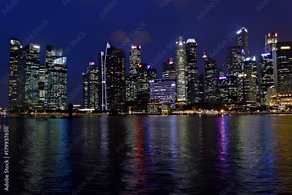 Night View and Scene, City Night Singapore, Cityscape Urban Landscape, Asia