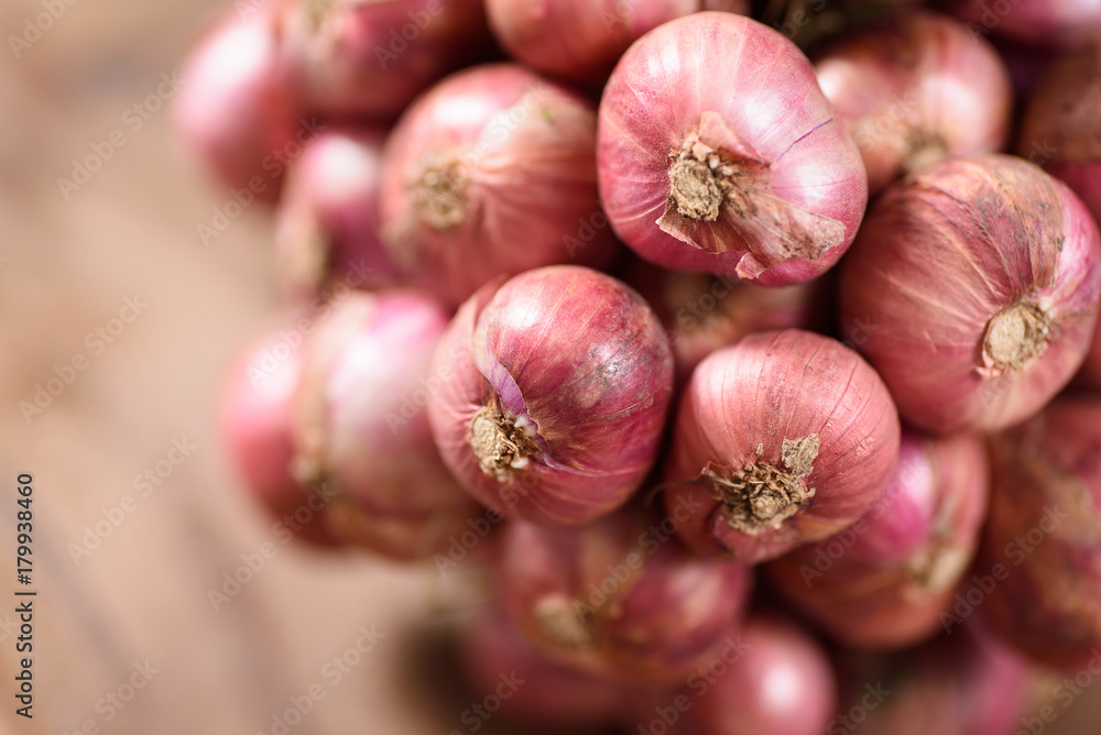 Fresh shallots, spice and herb, food ingredient Fresh shallots, spice and herb, food ingredient