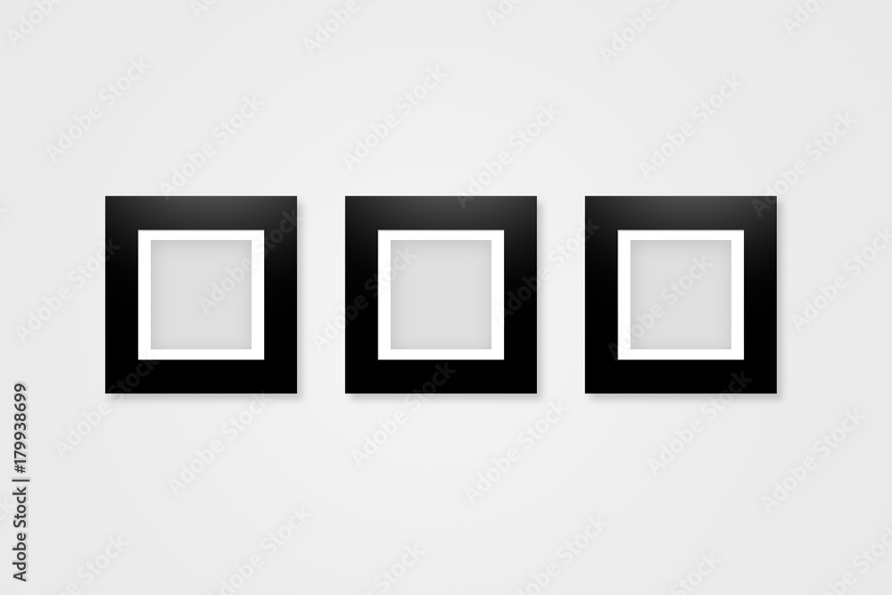 Realistic Black Picture Frame on Wall Realistic Black Picture Frame on Wall