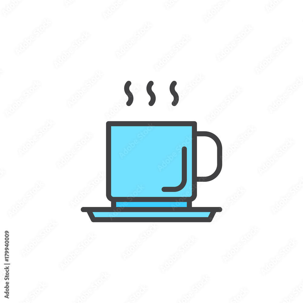 Cup with hot drink filled outline icon, line vector sign, linear colorful pictogram isolated on white. Symbol, logo illustration. Pixel perfect vector graphics Cup with hot drink filled outline icon, line vector sign, linear colorful pictogram isolated on white. Symbol, logo illustration. Pixel perfect vector graphics