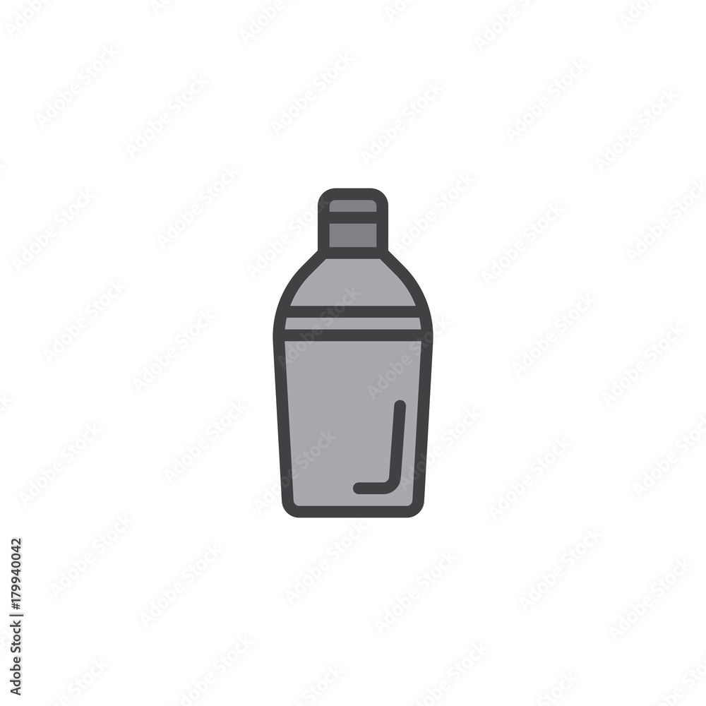 Shaker bottle filled outline icon, line vector sign, linear colorful pictogram isolated on white. Symbol, logo illustration. Pixel perfect vector graphics
