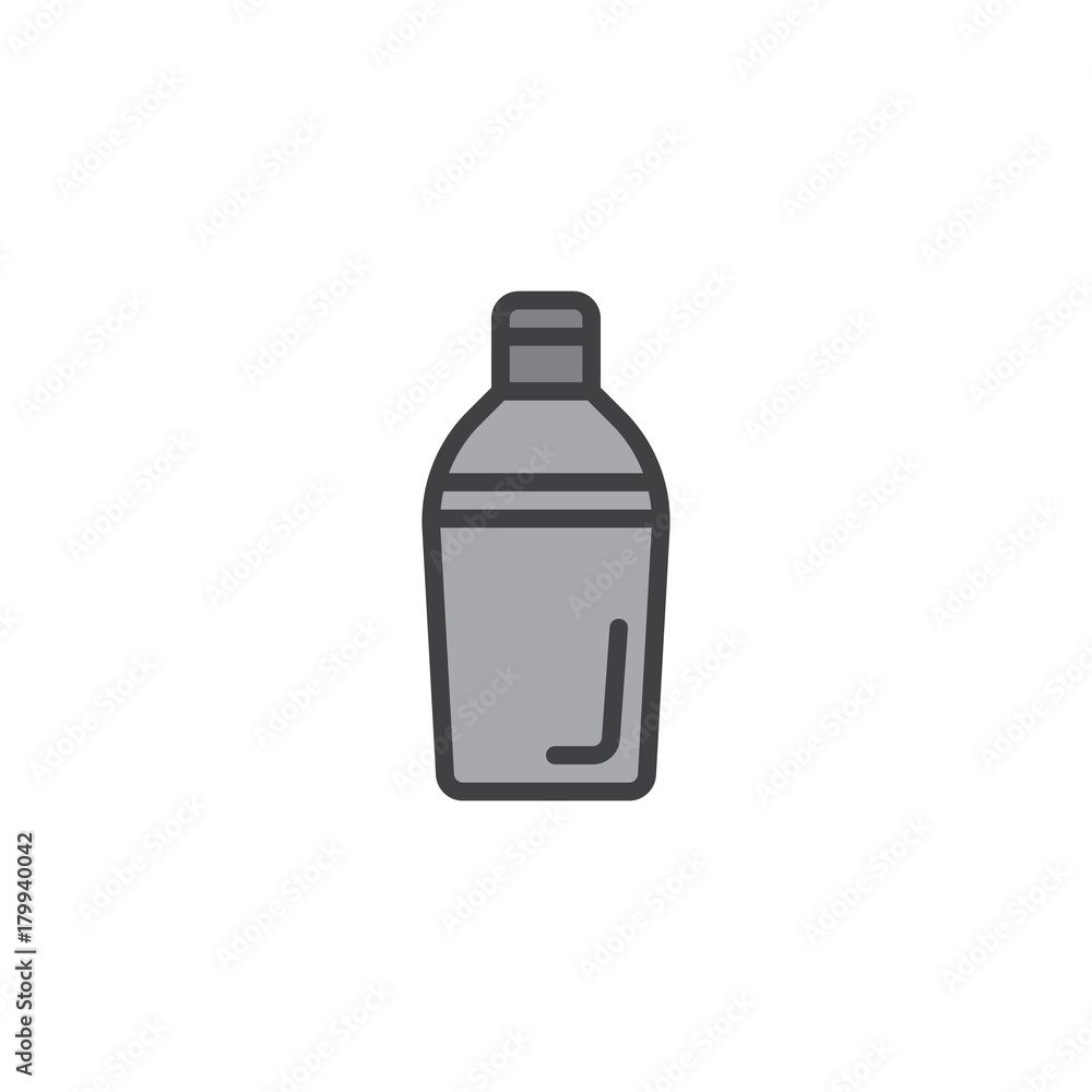Shaker bottle filled outline icon, line vector sign, linear colorful pictogram isolated on white. Symbol, logo illustration. Pixel perfect vector graphics Shaker bottle filled outline icon, line vector sign, linear colorful pictogram isolated on white. Symbol, logo illustration. Pixel perfect vector graphics