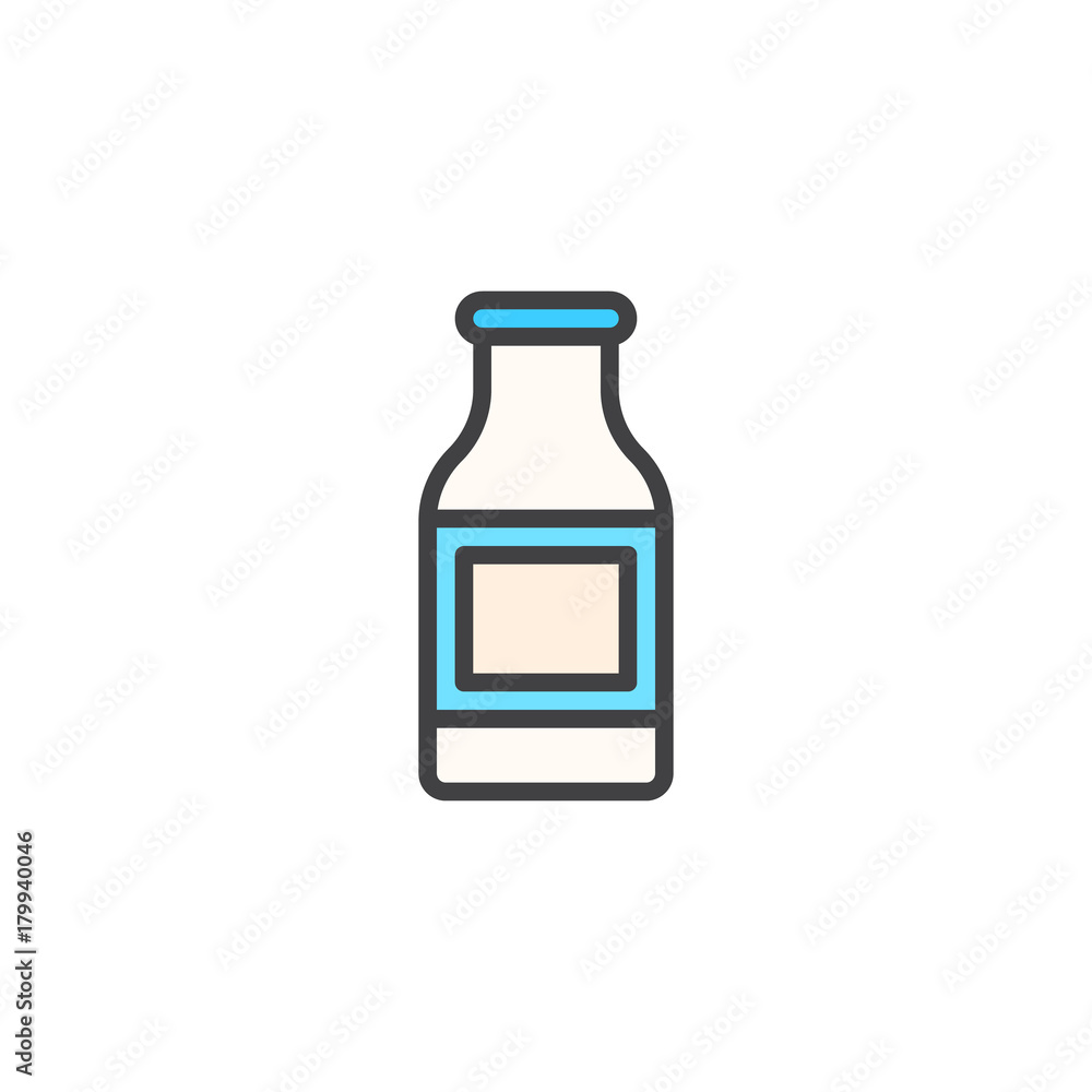 Milk bottle filled outline icon, line vector sign, linear colorful pictogram isolated on white. Symbol, logo illustration. Pixel perfect vector graphics