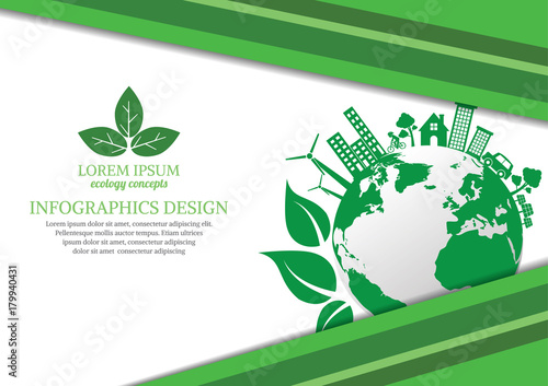 Ecology connection  concept background . Vector infographic illustration