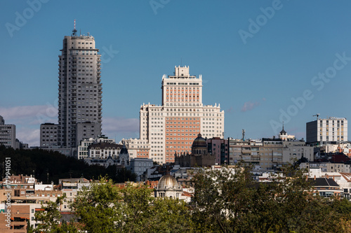 Square Spain of Madrid seen from the other side of the Manzanares River