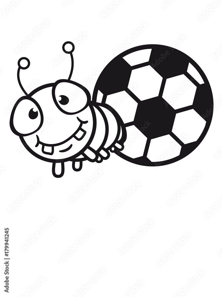 Obraz premium ball sport fussball kicken spaß loch verein team klein baby kind wurm krabbeln schnecke kriechen raupe schlange süß niedlich comic cartoon