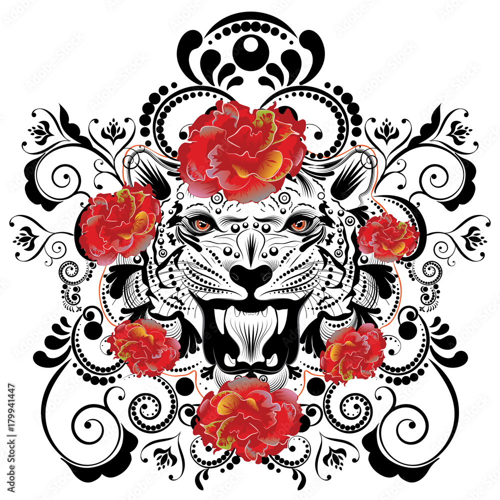 Obraz premium Ornamental Tiger Portrait