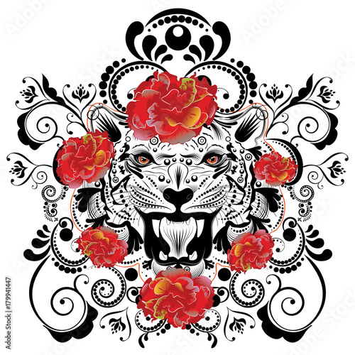 Fototapeta Naklejka Na Ścianę i Meble -  Ornamental Tiger Portrait