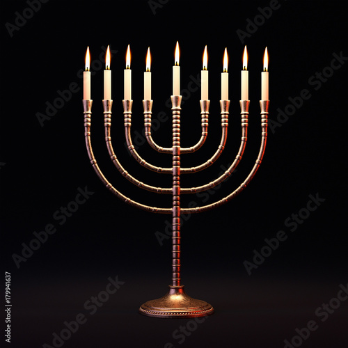 Hanukkah menorah on dark background