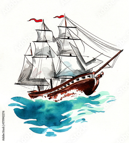 Obraz Akwarela statek