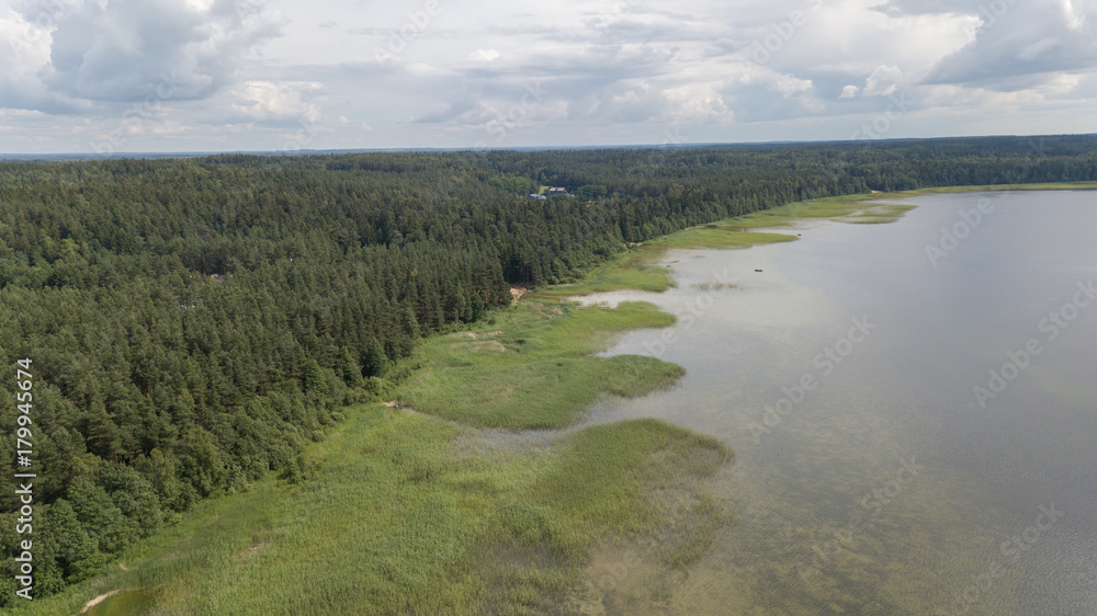 Obraz premium Plateliai lake Lithuania Aerial drone top view