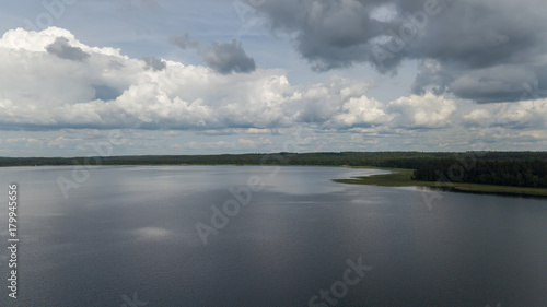 Plateliai lake Lithuania Aerial drone top view