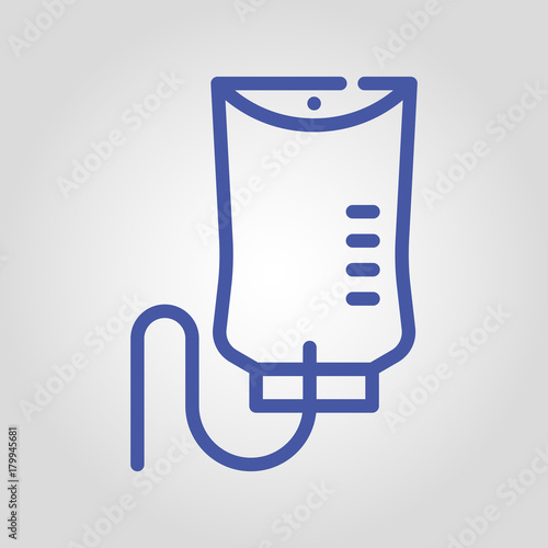 intravenous saline solution medicine bag isolated flat vector linear icon
