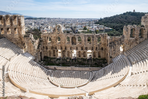Odeon of Herodes Atticus Stone Theatre at Acropolis in Athens, Greece