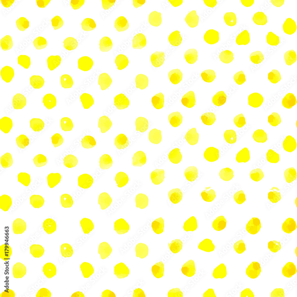 Seamless polka dot pattern from watercolor paint yellow circles. Vector illustration for your design Seamless polka dot pattern from watercolor paint yellow circles. Vector illustration for your design