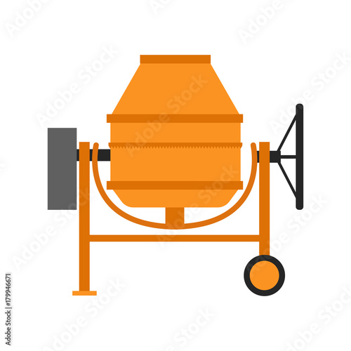 Isolated concrete mixer icon in a flat style.