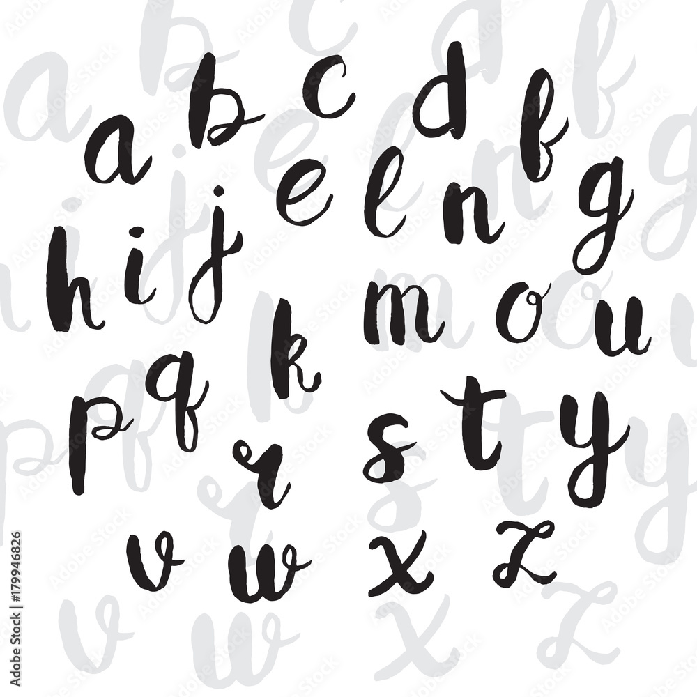 Watercolor hand drawn alphabet. Calligraphy lettering set Watercolor hand drawn alphabet. Calligraphy lettering set