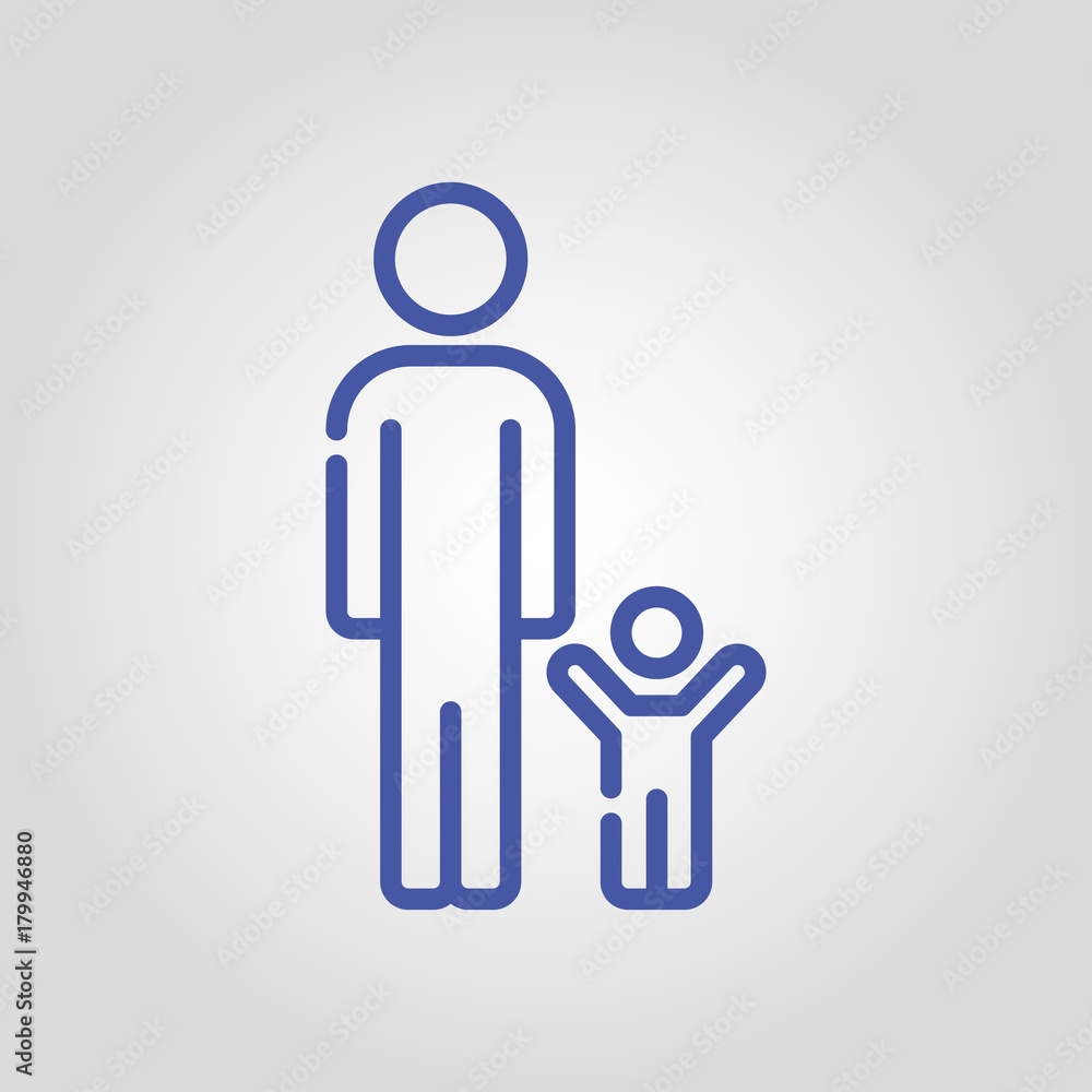 Man and child silhouette vector icon. Father and kid concept. Children or family sign. Single parent concept. Happy child.
