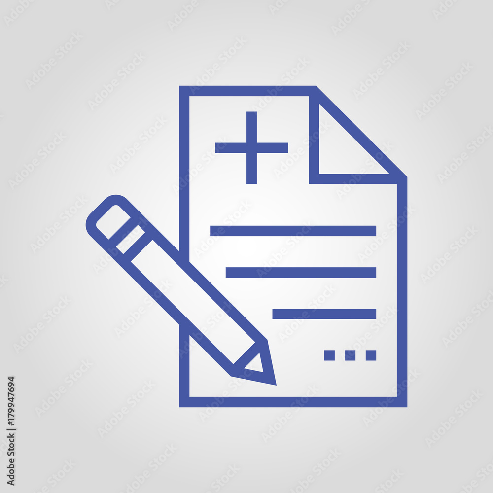 Medical book, insurance agreement, receipt, recipe isolated flat vector linear icon Medical book, insurance agreement, receipt, recipe isolated flat vector linear icon
