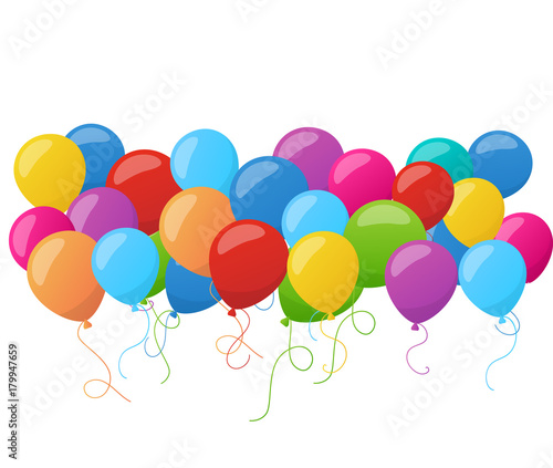 Naklejka Streszczenie wakacje urodziny transparent z kolorowych balonów. Wektor.