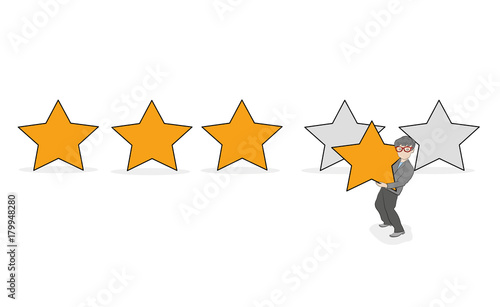 man carries a fifth star. concept of the highest evaluation. vector illustration.