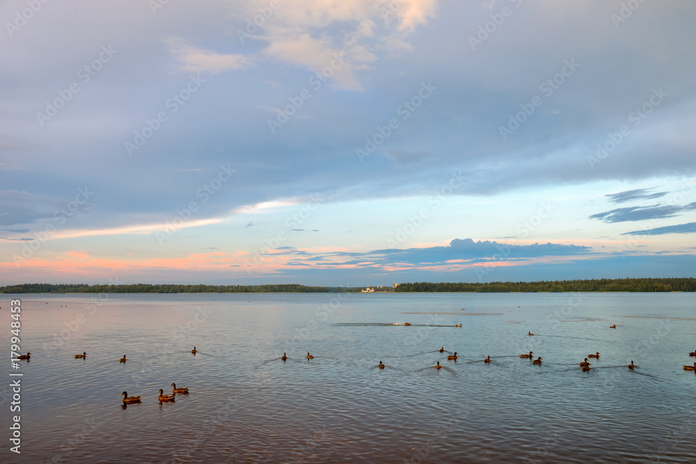 Naklejka premium Valdai National Park and the Valdai Iver Svyatoozersky Virgin Monastery.