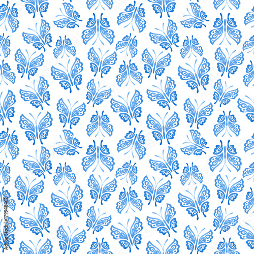 Seamless background with white butterflies. Vector eps10