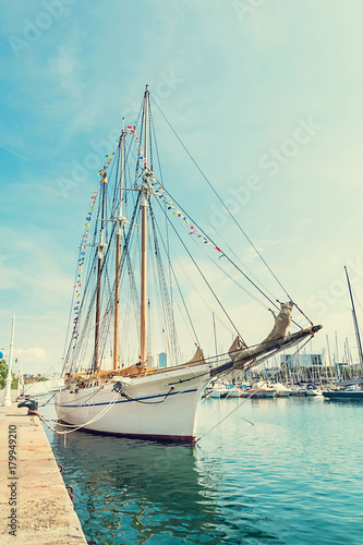 Photography Sailing boat on Barcelona harbor