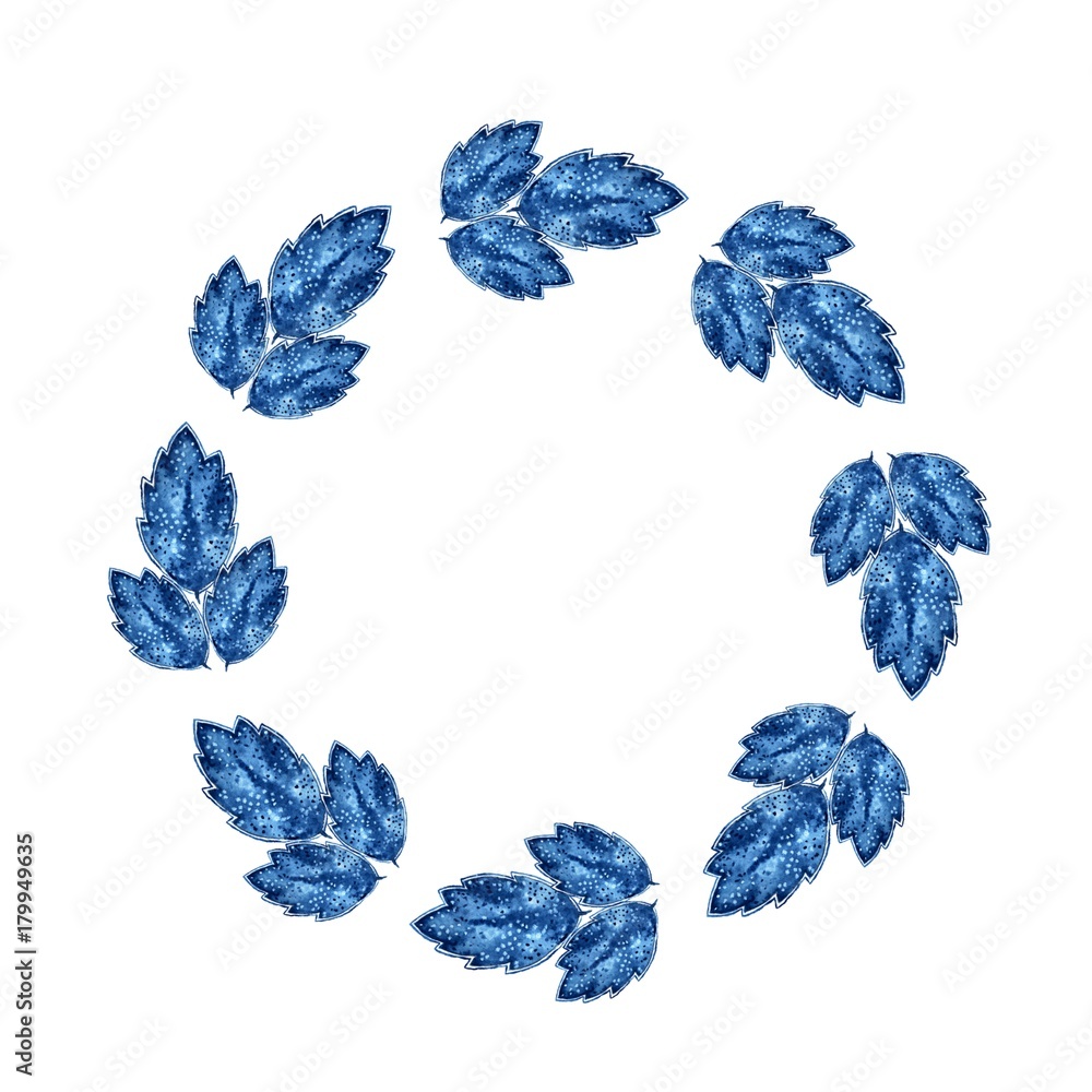 Fototapeta premium Watercolor floral frame. Element for design. Wreath with leaves