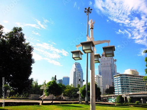  Lamp post in the park, Bangkok city.