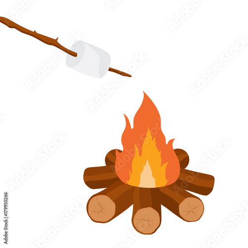 Campfire and marshmallow