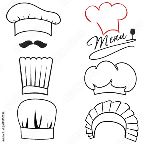 Set of different chiefs , cook hats