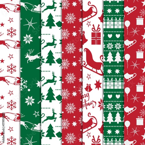 set of merry chrismas patterns desgin background