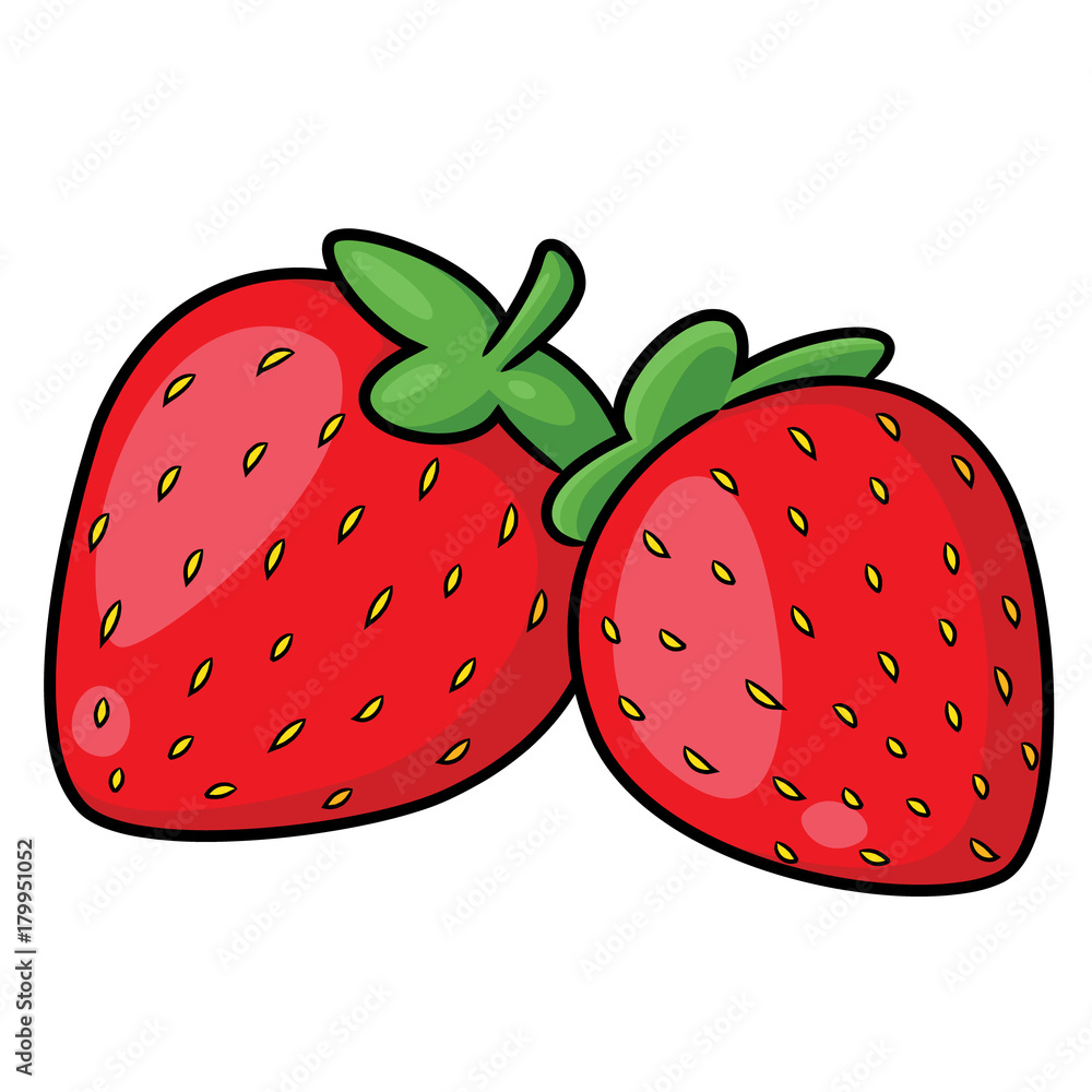 Obraz premium Strawberry Cartoon Illustration of cute cartoon strawberry.
