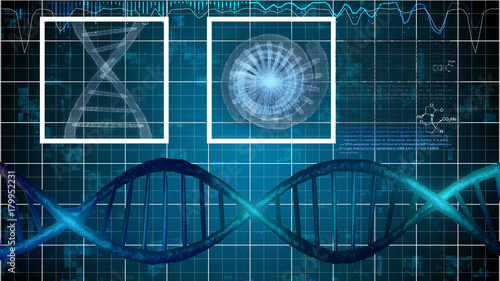 Tableau sur toile DNA Illustration on Blue Grid