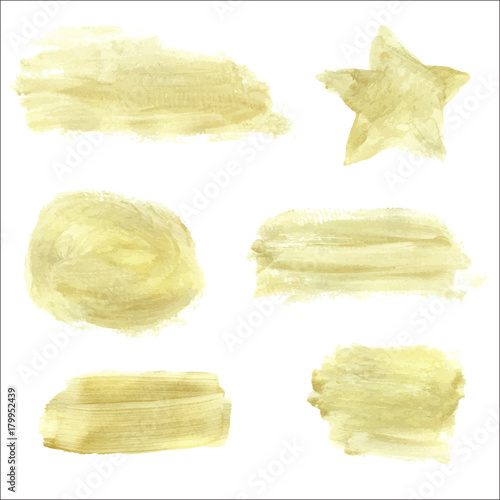 Acrylic stain set. Vector metallic paint blob collection.