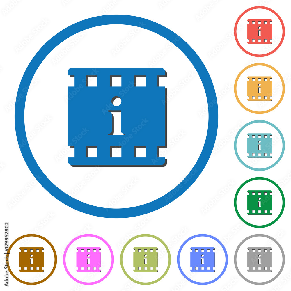 Movie information icons with shadows and outlines Movie information icons with shadows and outlines