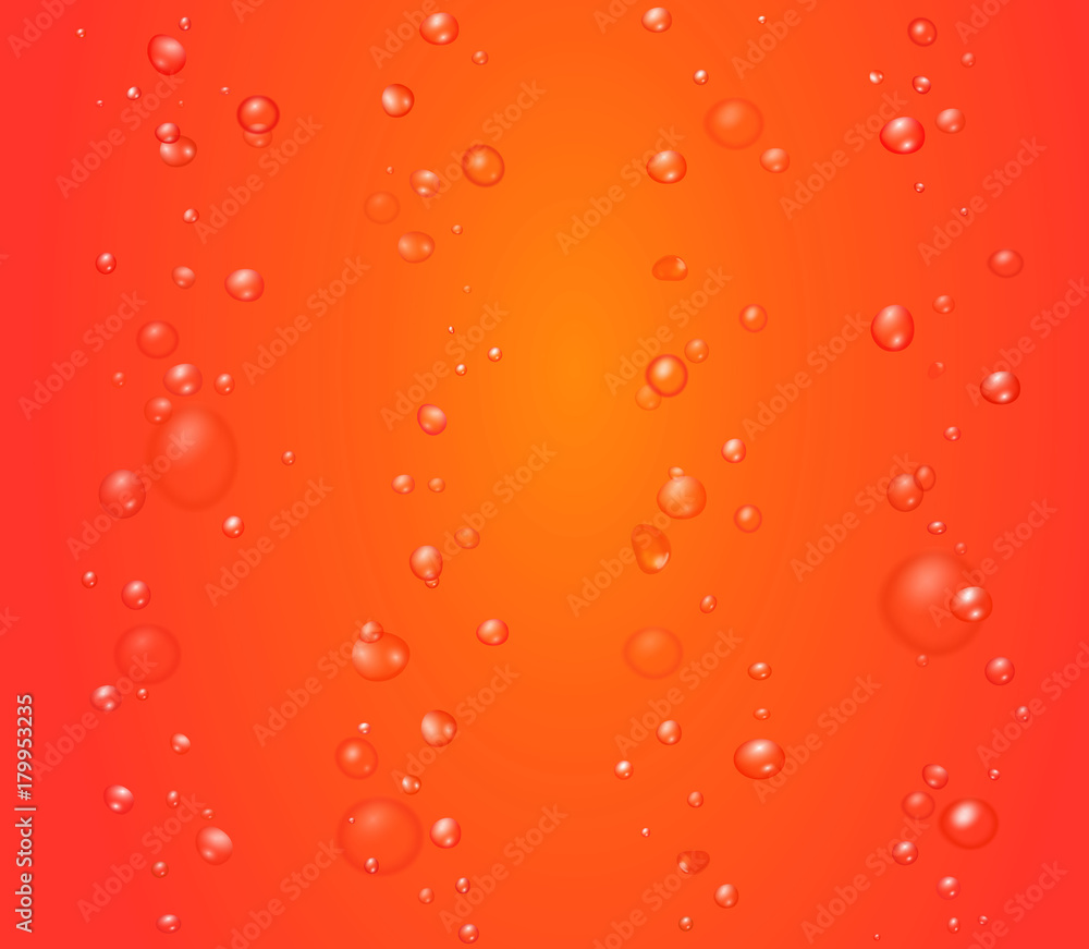 Red background with bubbles. Tomato or grapefruit juice Red background with bubbles. Tomato or grapefruit juice