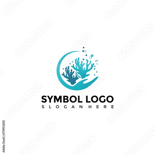Sea and coral Logo Template. Vector Illustrator Eps. 10