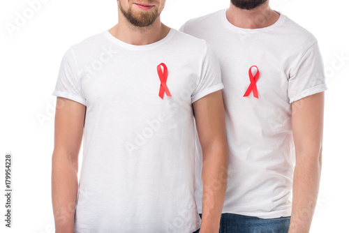 gay couple with aids ribbons