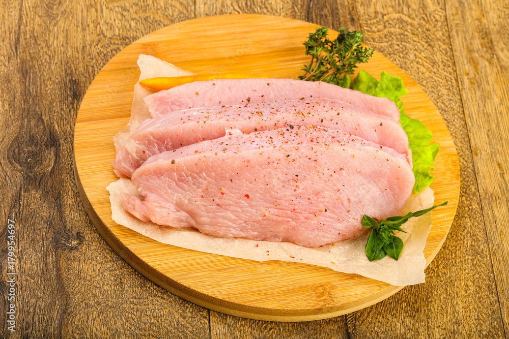 Raw turkey steak