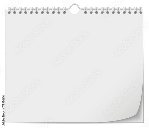 White wall calendar template with spring