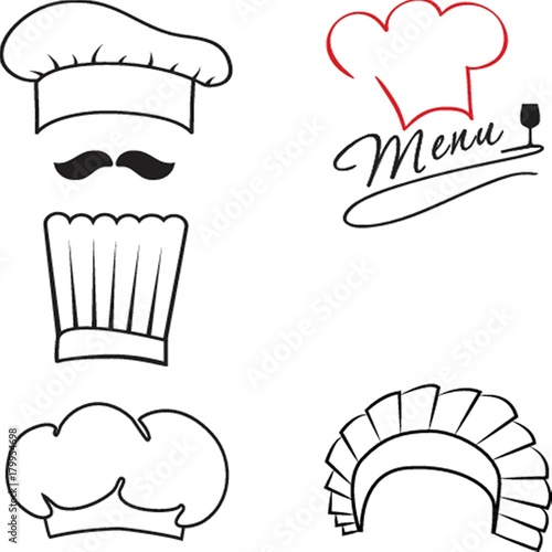 Set of different chiefs , cook hats