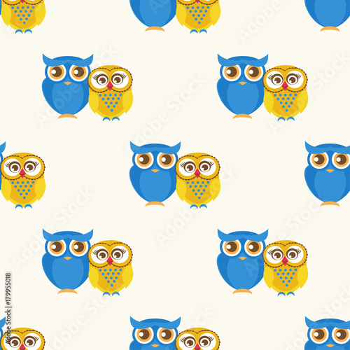 Wallpaper Mural Cute seamless pattern with owls couple. Torontodigital.ca