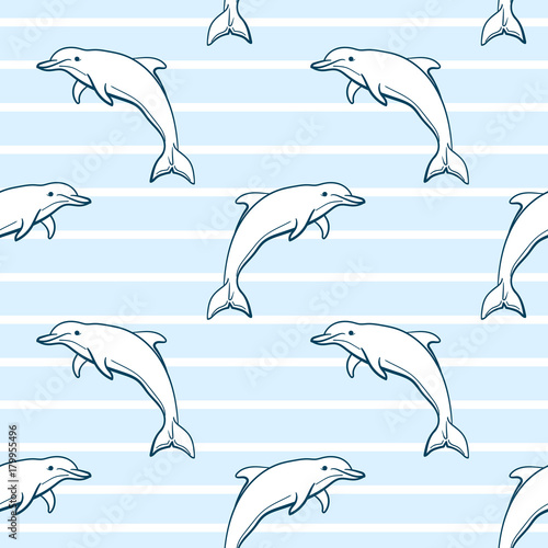 Dolphins Seamless Pattern